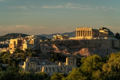The view of the Acropolis of Athens from Filopappou Hill